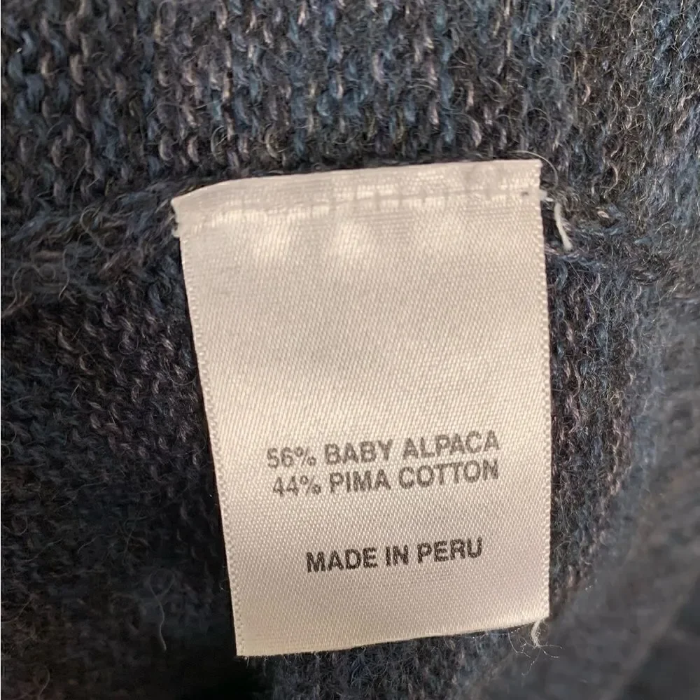 Lenor Romano GUC blue quarter zip pima cotton/alpaca blend sweater Size large